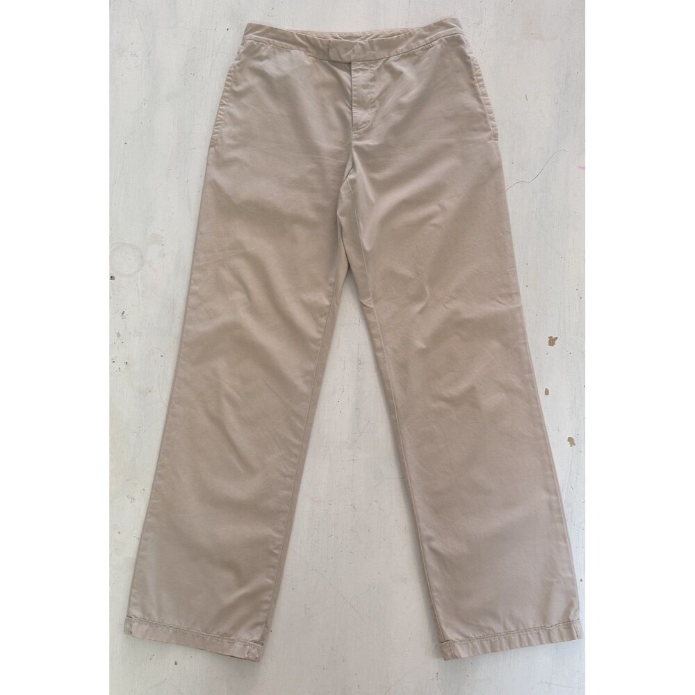 DKNY Pure Womens Pants Sz 4 Beige Sand Cotton Straight Leg Chino Casual Trouser